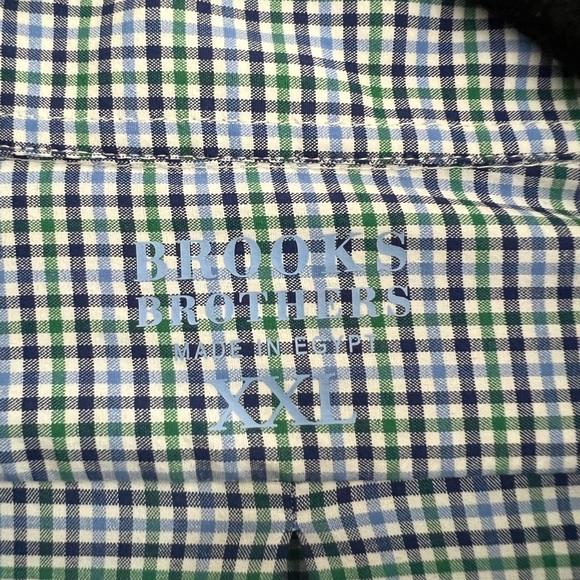 Brooks Brothers Nylon Performance Stretch Button Down Shirt Green and Blue check - Picture 2 of 3